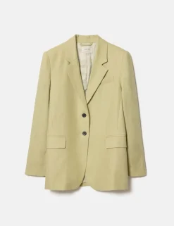 Pure Linen Textured Longline Blazer