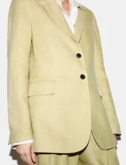 Pure Linen Textured Longline Blazer