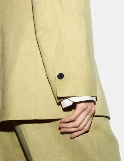 Pure Linen Textured Longline Blazer