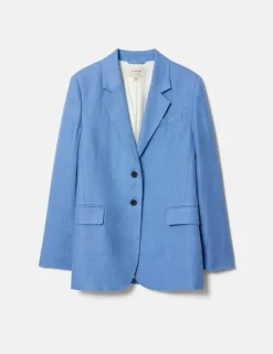 Pure Linen Textured Longline Blazer