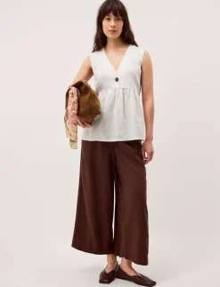 Pure Linen V-Neck Blouse