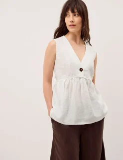 Pure Linen V-Neck Blouse