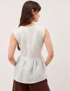 Pure Linen V-Neck Blouse