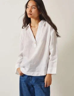 Pure Linen V-Neck Blouse