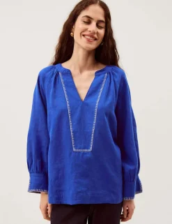 Pure Linen V-Neck Blouse