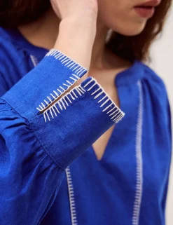 Pure Linen V-Neck Blouse