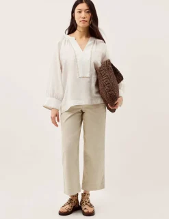 Pure Linen V-Neck Blouse
