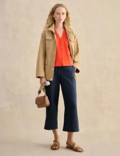 Pure Linen V-Neck Button Through Top