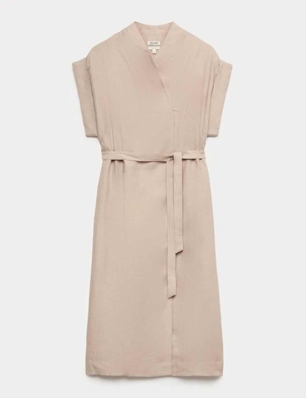 Pure Linen V-Neck Midi Wrap Dress