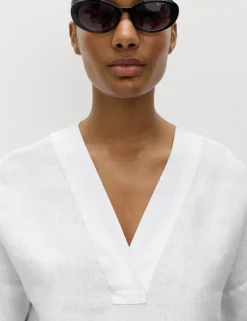 Pure Linen V-Neck Popover Top