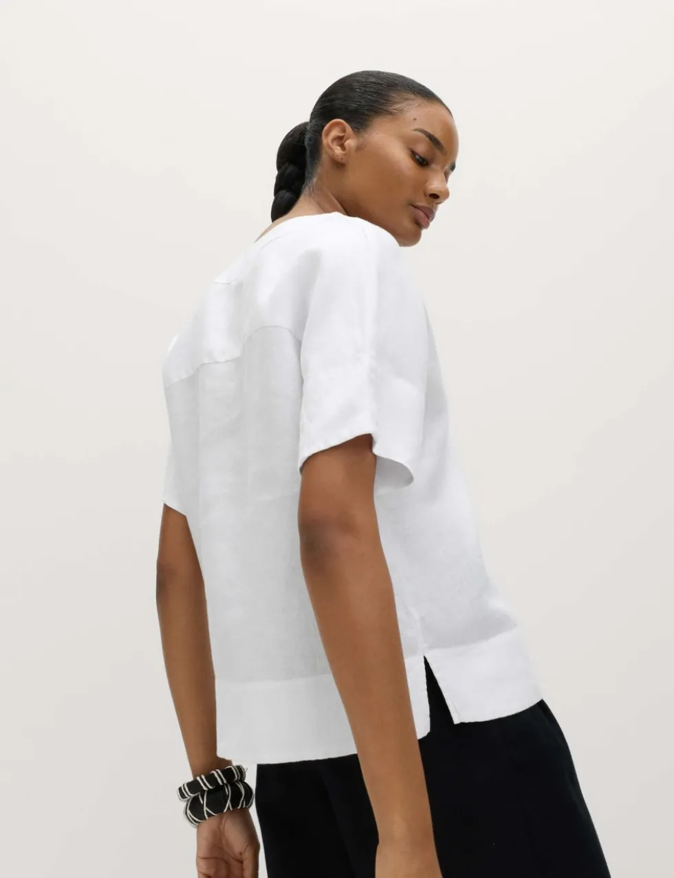 Pure Linen V-Neck Popover Top
