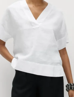 Pure Linen V-Neck Popover Top