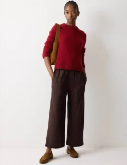 Pure Linen Wide Leg Ankle Grazer Trousers