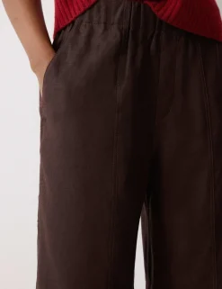 Pure Linen Wide Leg Ankle Grazer Trousers