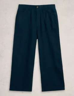 Pure Linen Wide Leg Cropped Trousers