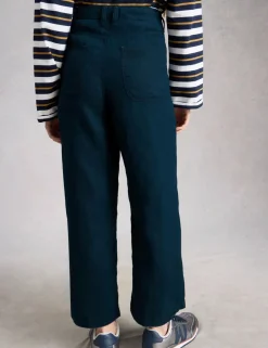 Pure Linen Wide Leg Cropped Trousers