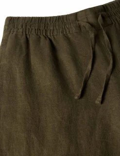 Pure Linen Wide Leg Cropped Trousers