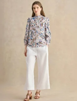 Pure Linen Wide Leg Cropped Trousers