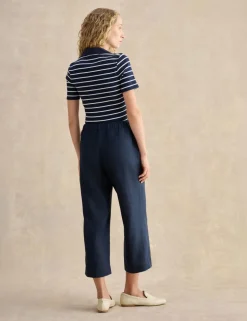 Pure Linen Wide Leg Cropped Trousers