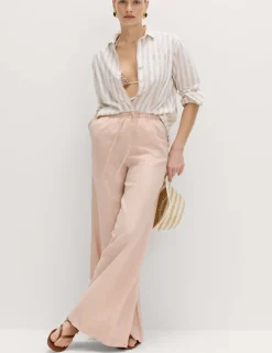 Pure Linen Wide Leg Palazzo Trousers