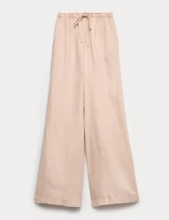 Pure Linen Wide Leg Palazzo Trousers
