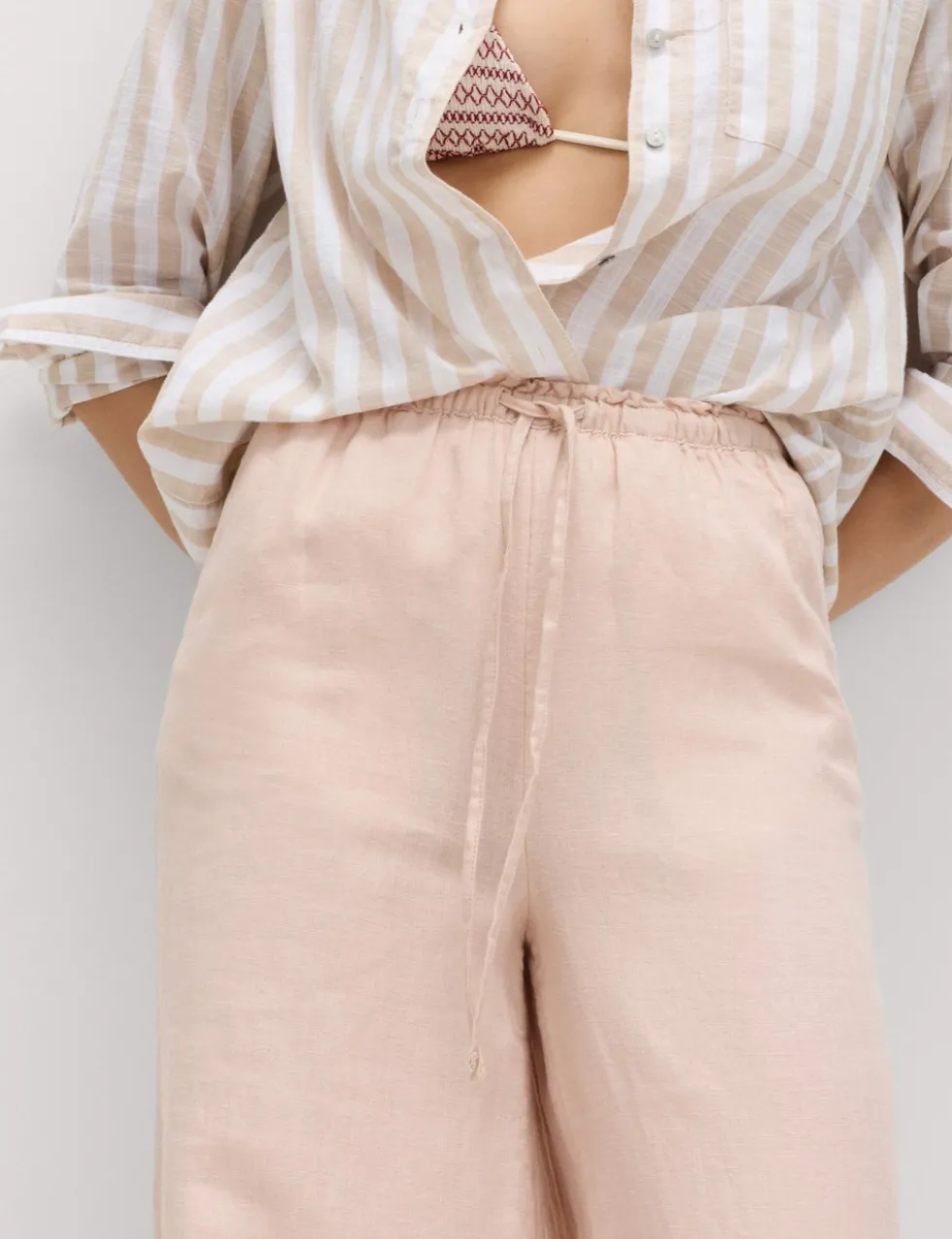 Pure Linen Wide Leg Palazzo Trousers