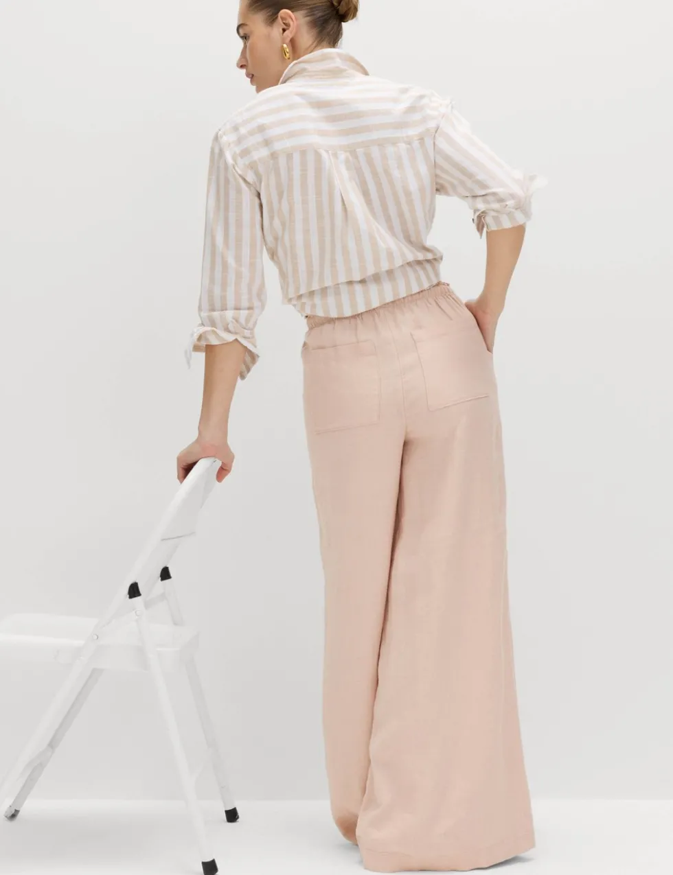 Pure Linen Wide Leg Palazzo Trousers