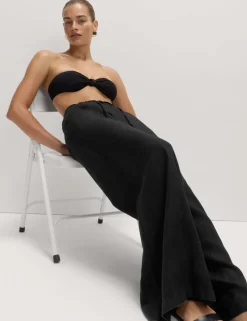 Pure Linen Wide Leg Palazzo Trousers