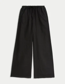 Pure Linen Wide Leg Palazzo Trousers