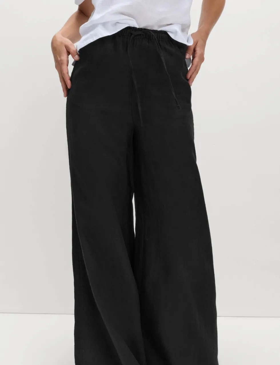 Pure Linen Wide Leg Palazzo Trousers