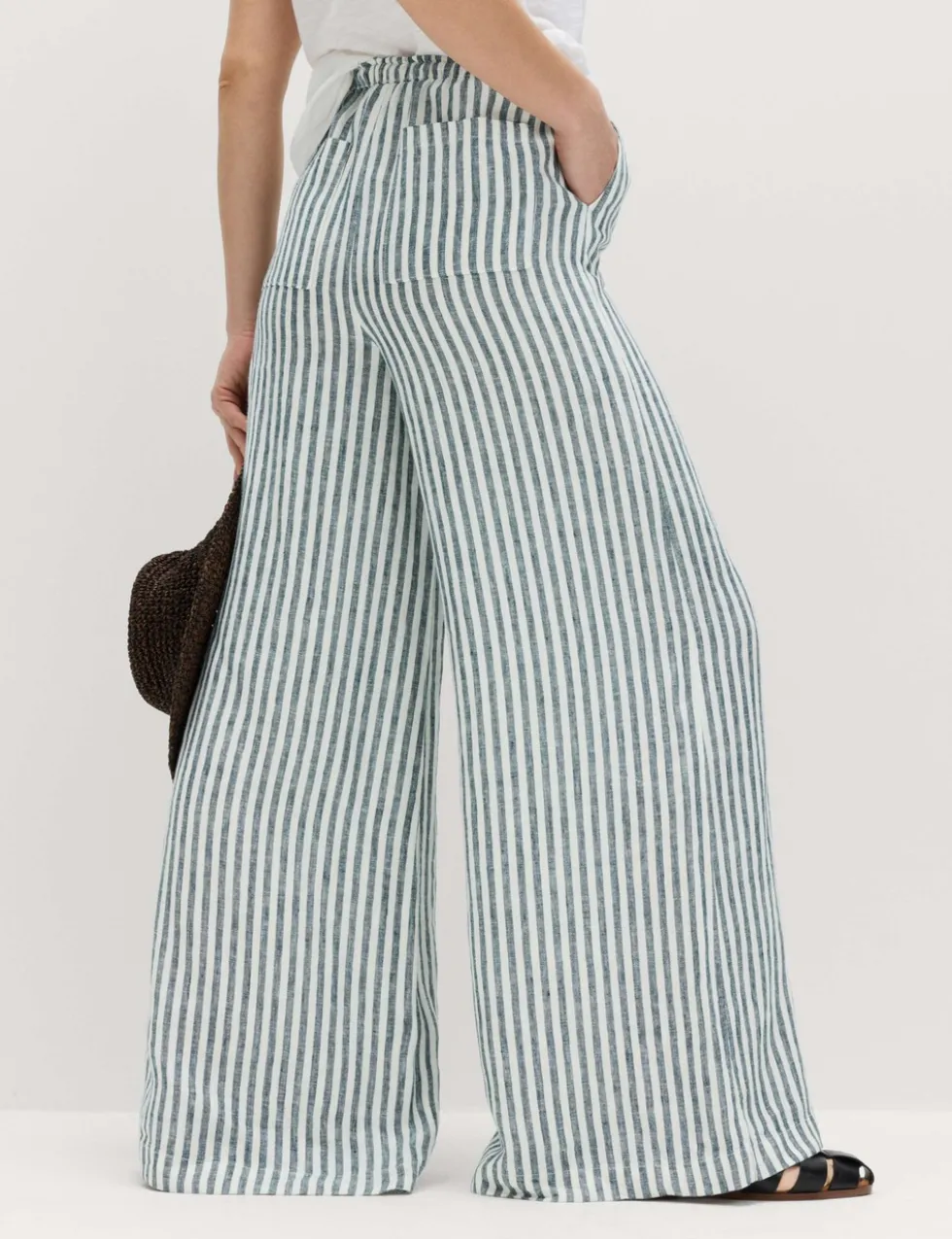 Pure Linen Wide Leg Palazzo Trousers