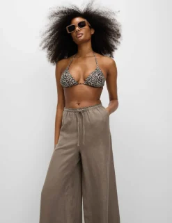 Pure Linen Wide Leg Palazzo Trousers