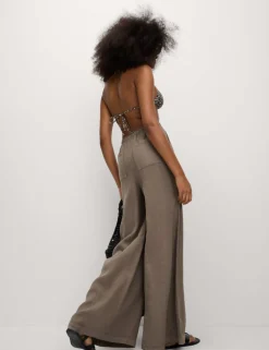 Pure Linen Wide Leg Palazzo Trousers