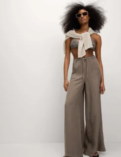 Pure Linen Wide Leg Palazzo Trousers
