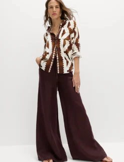 Pure Linen Wide Leg Palazzo Trousers