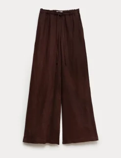 Pure Linen Wide Leg Palazzo Trousers