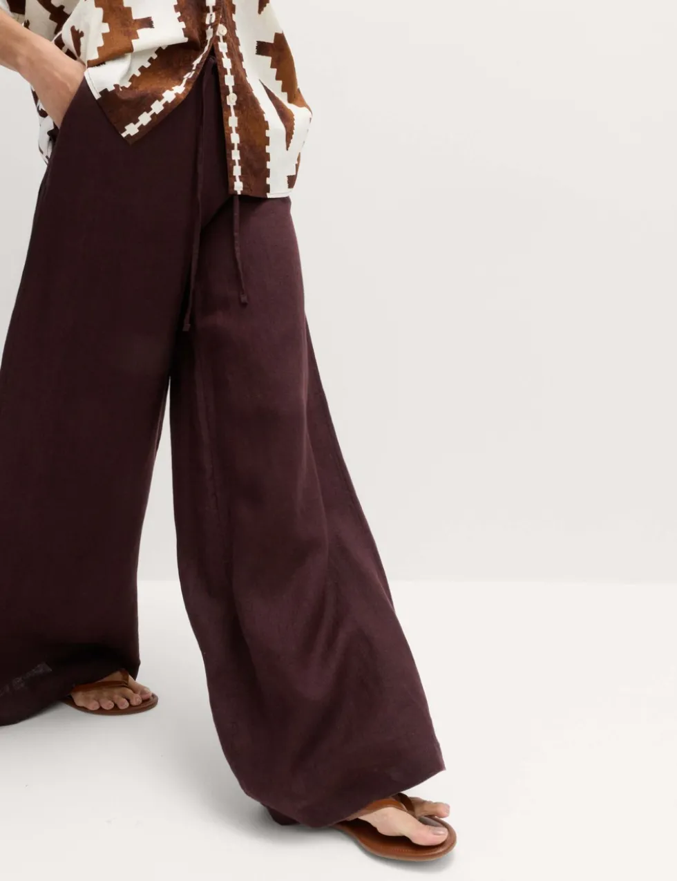 Pure Linen Wide Leg Palazzo Trousers