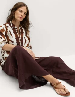 Pure Linen Wide Leg Palazzo Trousers