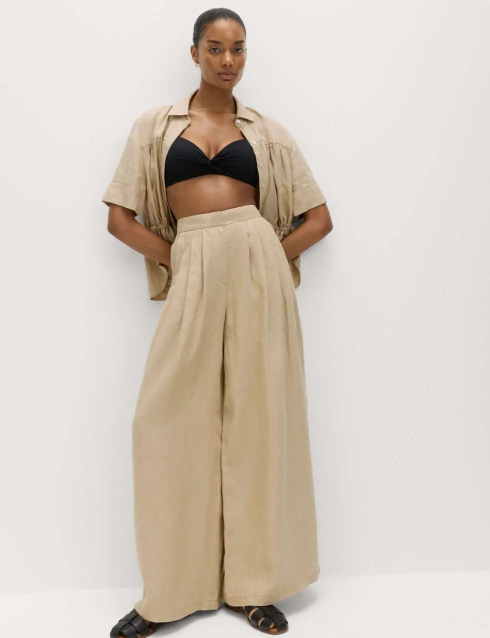 Pure Linen Wide Leg Trousers