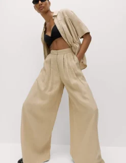 Pure Linen Wide Leg Trousers