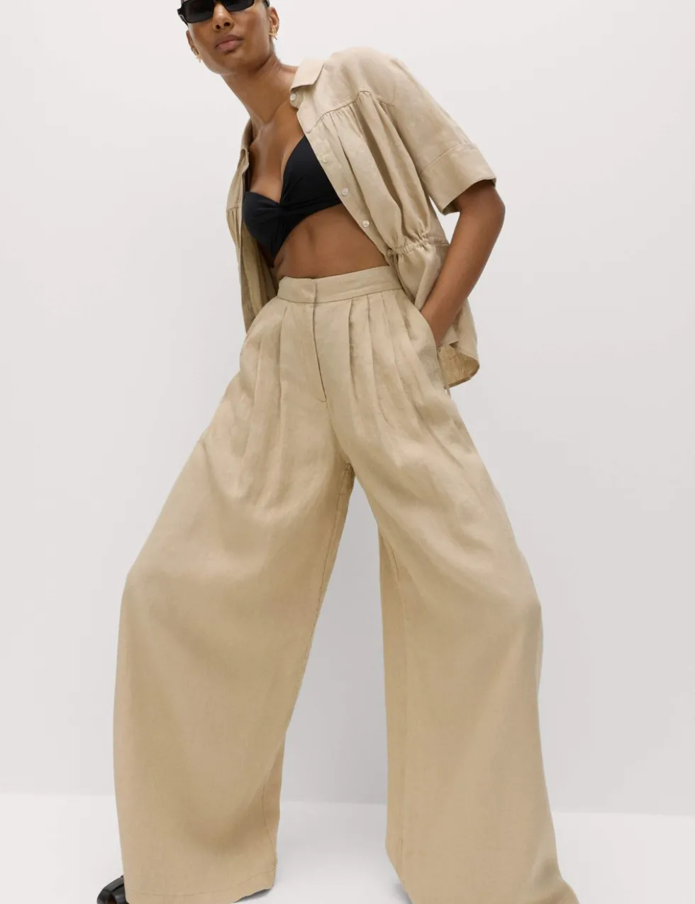 Pure Linen Wide Leg Trousers