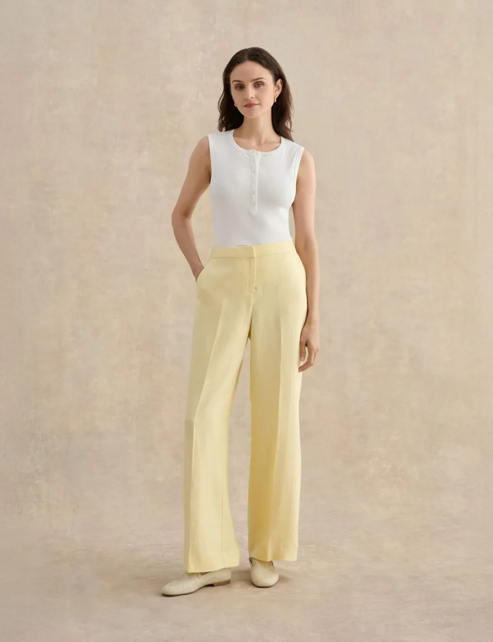 Pure Linen Wide Leg Trousers