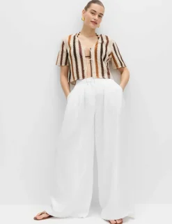 Pure Linen Wide Leg Trousers