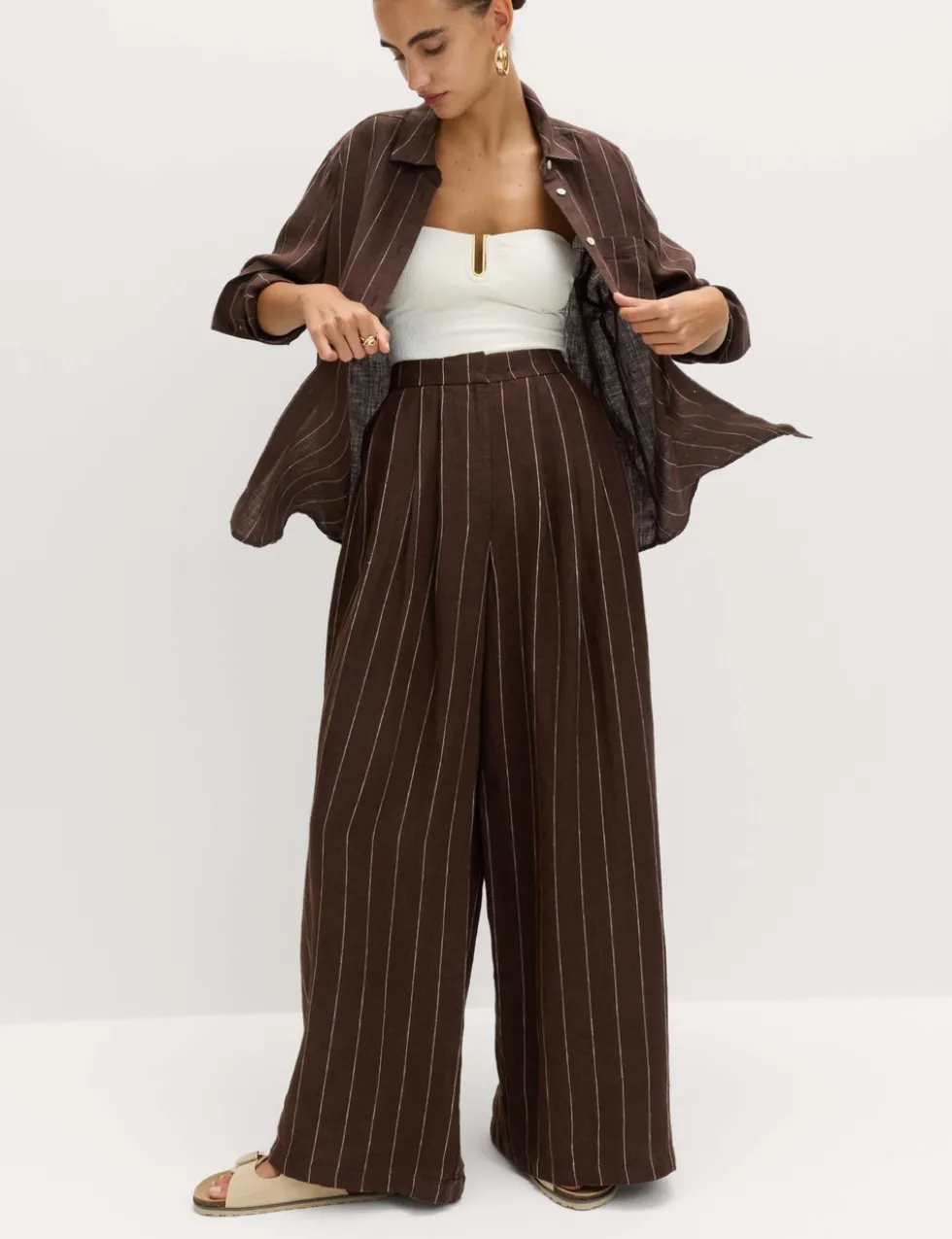 Pure Linen Wide Leg Trousers