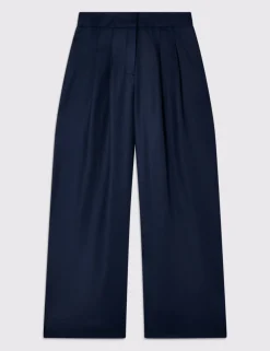 Pure Lyocell Hopsack Wide Leg Trousers