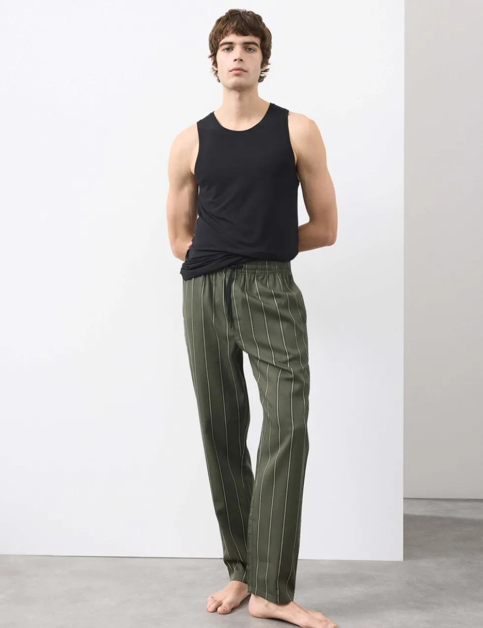 Pure Lyocell Slim Fit Striped Pyjama Bottoms