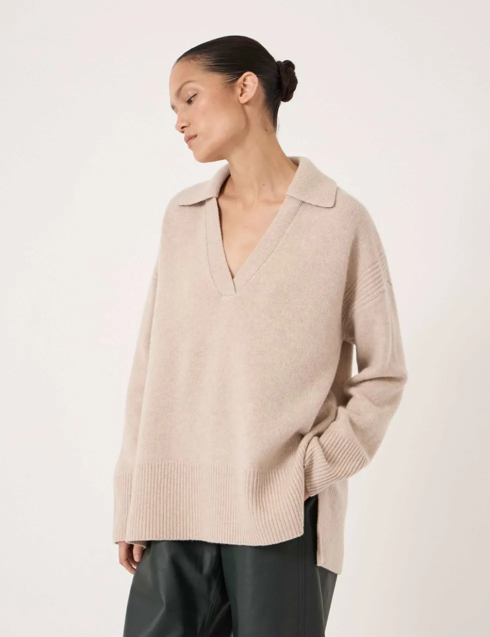 Pure Merino Wool Collared Relaxed Jumper