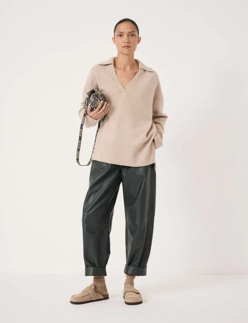 Pure Merino Wool Collared Relaxed Jumper
