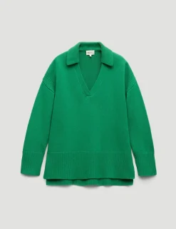 Pure Merino Wool Collared Relaxed Jumper