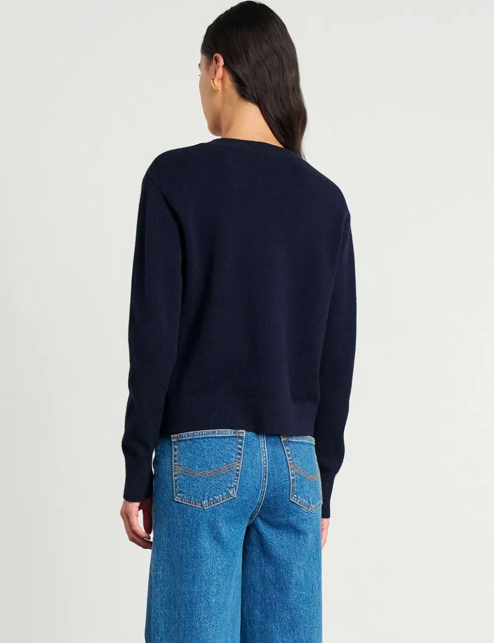 Pure Merino Wool Crew Neck Button Front Cardigan
